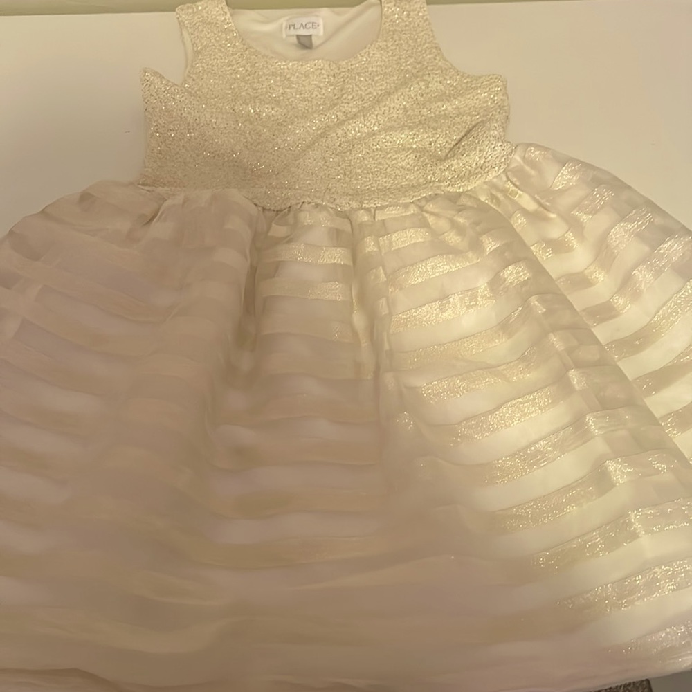 Girls Gold & Cream Dress